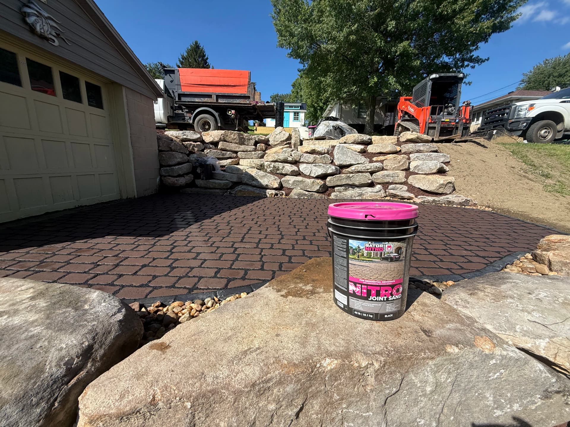 Gallery photos for Steep Driveway Slope Gets a Boulder Wall and Paver Patio Upgrade: Image #3